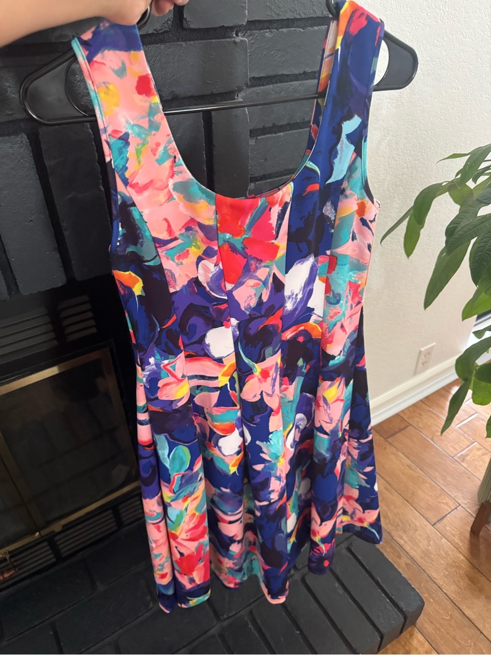 Neiman Marcus Watercolor Floral Fit & Flare Dress Size S